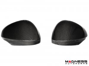 Alfa Romeo Giulia Mirror Covers - Carbon Fiber - Full Replacements - Feroce Carbon - w/ Factory Clips 
